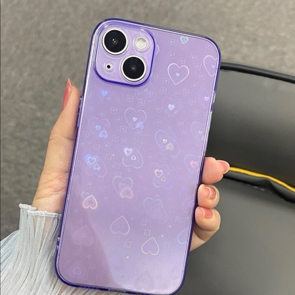 iPhone 12 holographic hearts soft cell phone case. Color changing effects. Fun! - Picture 4 of 7